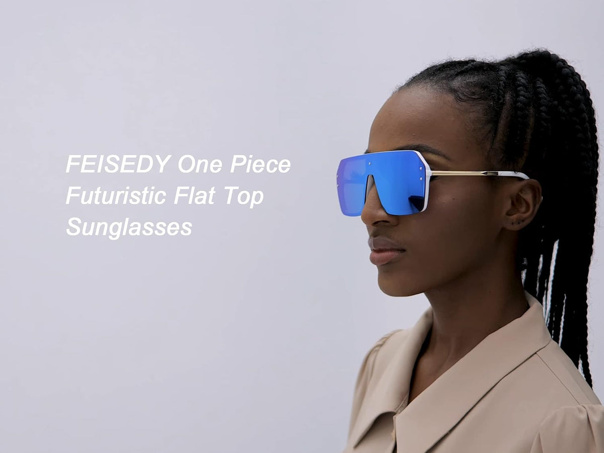 ÉÌƷͼƬ 35 | B0854JYPB2 | FEISEDY Classic Siamese One Piece Sunglasses Nice Rimless Stylish Retro Design for Women Men B2574