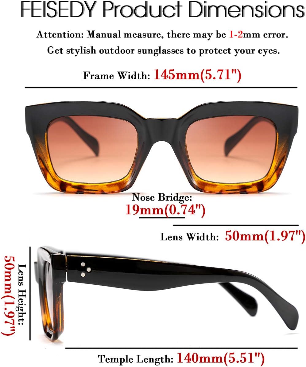 ÉÌƷͼƬ 49 | B07MNGNLNT | FEISEDY Classic Women Sunglasses Fashion Thick Square Sun Glasses B2471