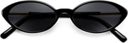 Black Frame Grey Lens / 54 Millimeters | B0H2VM1N9P | FEISEDY Oval Cat Eye Sunglasses for Women, 90s Narrow Y2K Shades B0435