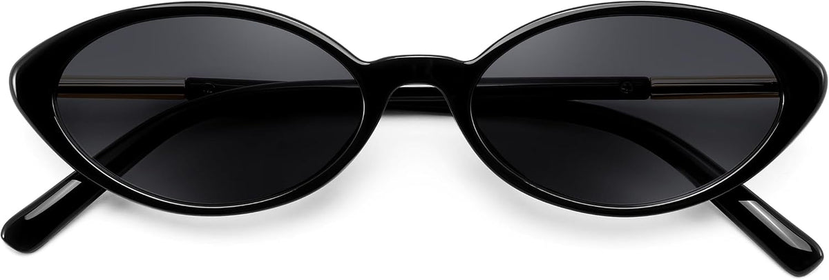 Black Frame Grey Lens / 54 Millimeters | B0H2VM1N9P | FEISEDY Oval Cat Eye Sunglasses for Women, 90s Narrow Y2K Shades B0435