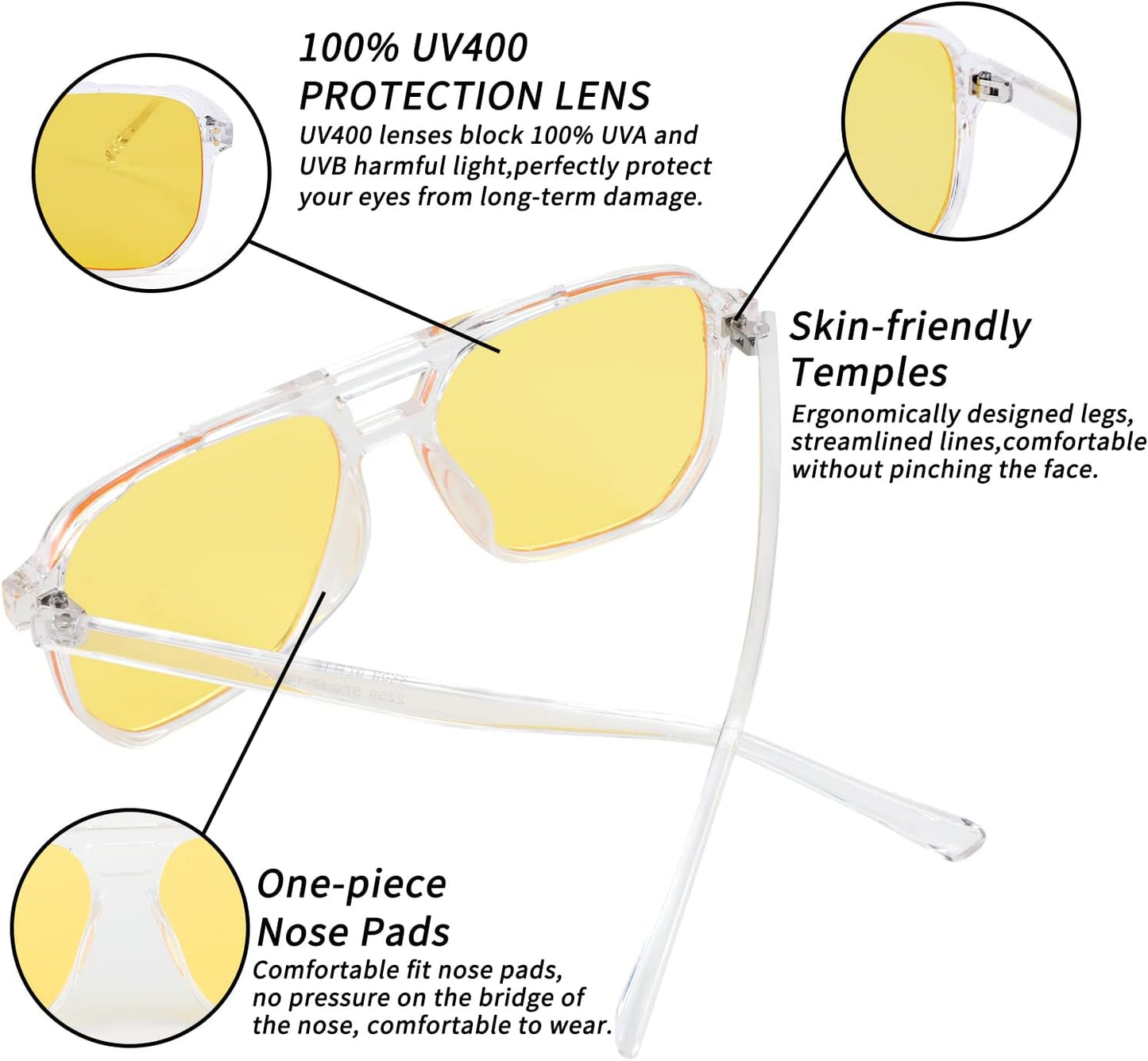 商品图片 10 | B09J8999GR | FEISEDY Retro Square Aviator Sunglasses Women Men 70s Vintage Trendy Plastic Frame Sun Glasses B2835