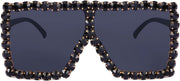 ÉÌƷͼƬ 4 | B096YZPRF2 | FEISEDY Oversized Sparkling Crystal Sunglasses Disco Diamond Flat Top Fashion Square Large Shades B2782