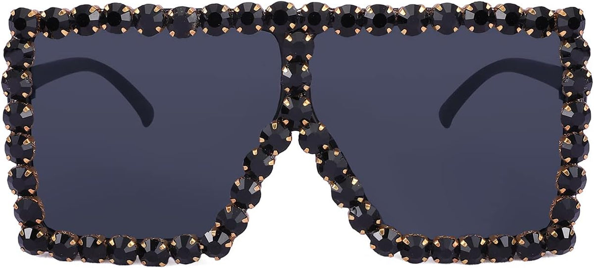 ÉÌƷͼƬ 4 | B096YZPRF2 | FEISEDY Oversized Sparkling Crystal Sunglasses Disco Diamond Flat Top Fashion Square Large Shades B2782