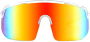 Transparent Frame Red Mirrored Lens / Large | B0DGTQ6167 | FEISEDY Sports Sunglasses for Men and Women, Large Rectangular Lens, Baseball Cycling Running Sunglasses B0243