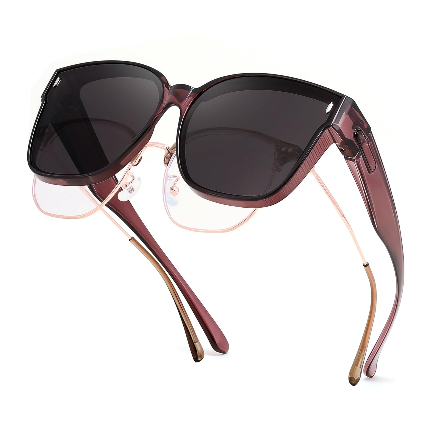 FEISEDY Polarized Sunglasses Fit Over Glasses for Men Women, Oversized Square Sun Glasses UV400 Protection Shades B4187