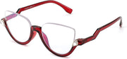 Red / 3.0 x | B0CJJ61MWN | FEISEDY Reading Glasses for Women Fashion Half Frame Cat Eye Glasses Anti Glare Eyeglasses B0067