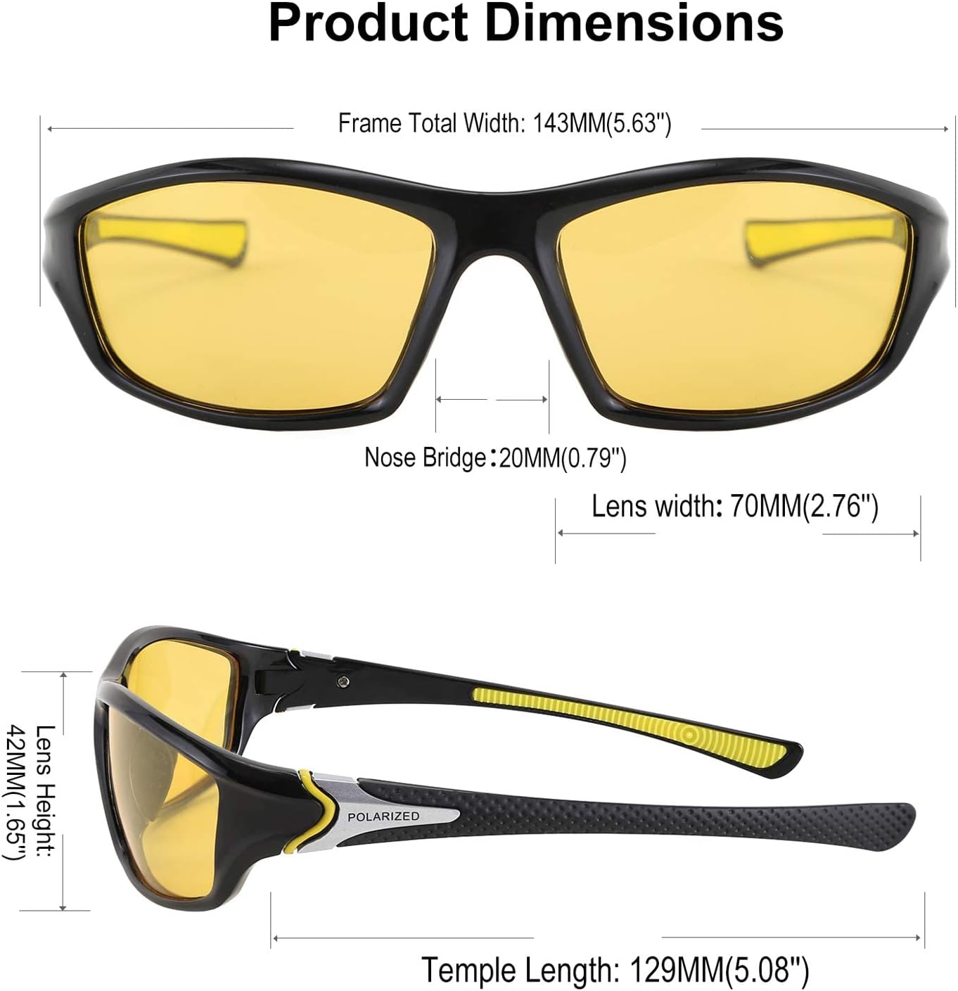 商品图片 63 | B09CT4VMCM | FEISEDY Classic Men Polarized Sports Sunglasses Night Driving Yellow Lenses Cycling Fishing Driving Glasses B2674