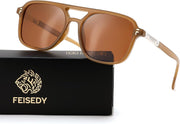 Light Brown Frame Brown Lens / 53 Millimeters | B0H2V5T7XD | FEISEDY Retro Polarized Aviator Square Sunglasses for Women Men UV400 B0357