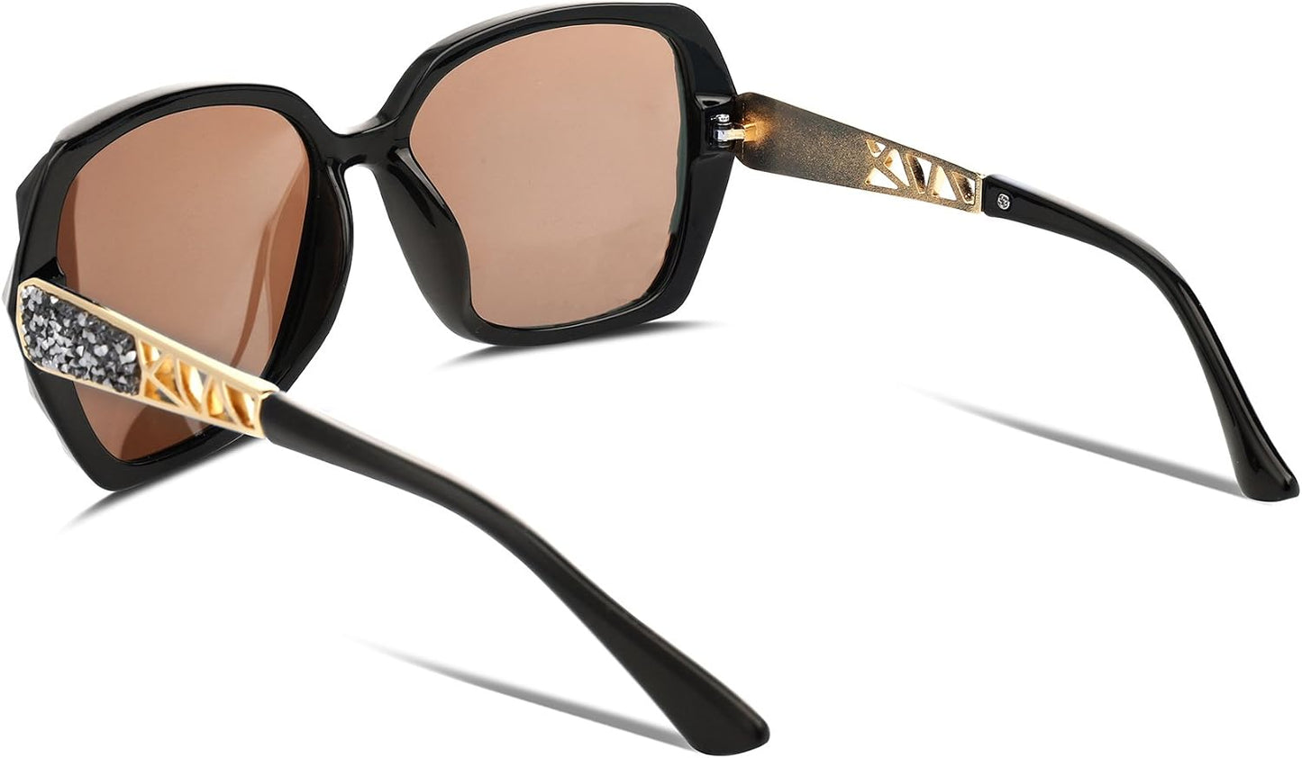 商品图片 21 | B079GT4RXH | FEISEDY Polarized Women Square Sunglasses Sparkling Composite Shiny Frame B2289