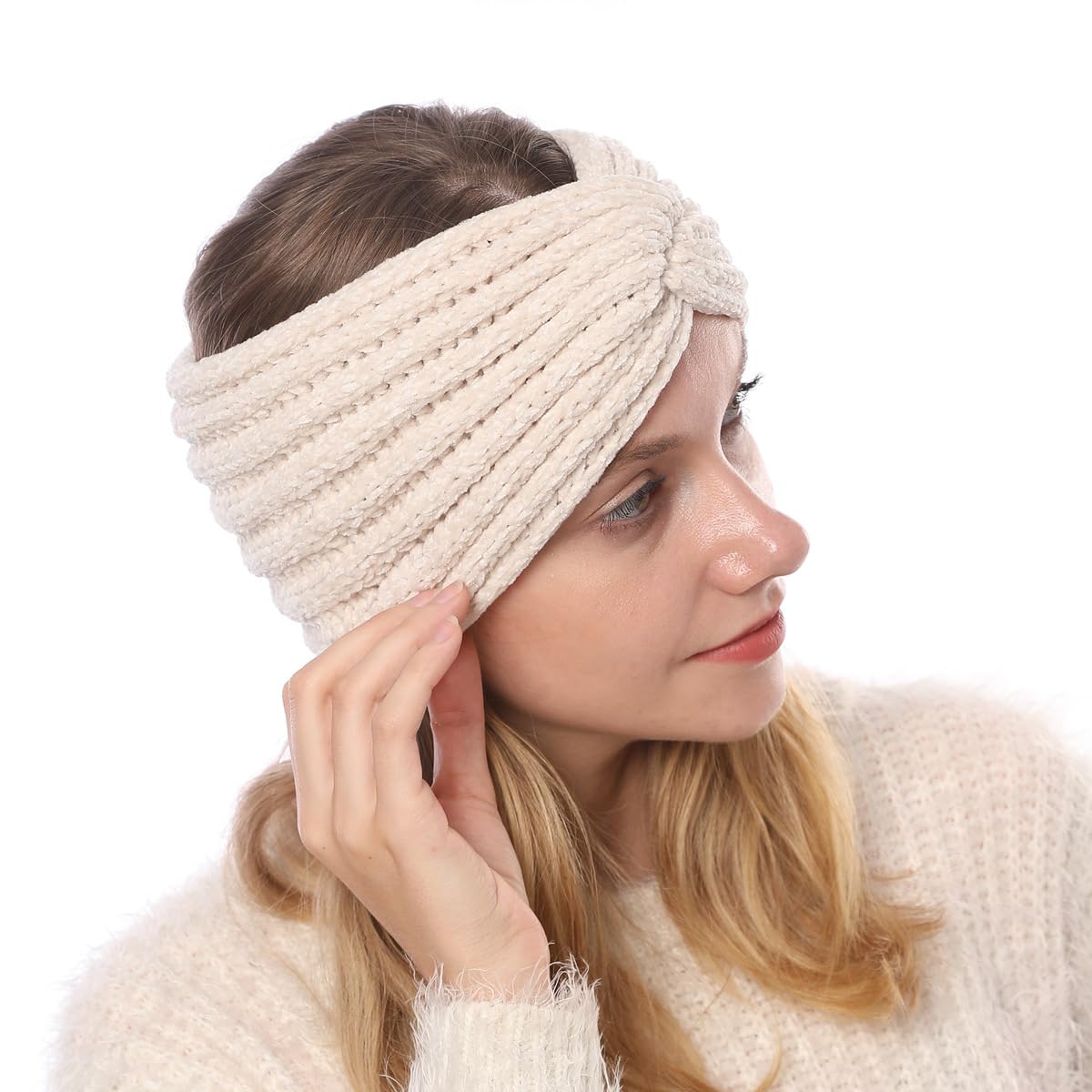 商品图片 2 | B0G2RFKL4V | Thick Knit Headbands for Women Girls Winter Ear Warmer Fashionable Warm Crochet Head Wraps With Crossover Design
