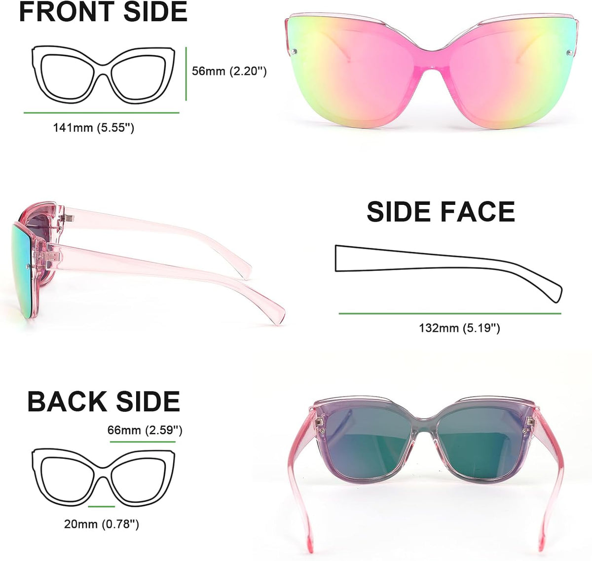 ÉÌƷͼƬ 6 | B09LTWN7GK | FEISEDY Cat Eye Sunglasses Polarized for Women Men£¬Rimless Mirrored Sunglasses, Oversized, Trendy Retro Sun Glasses B2796