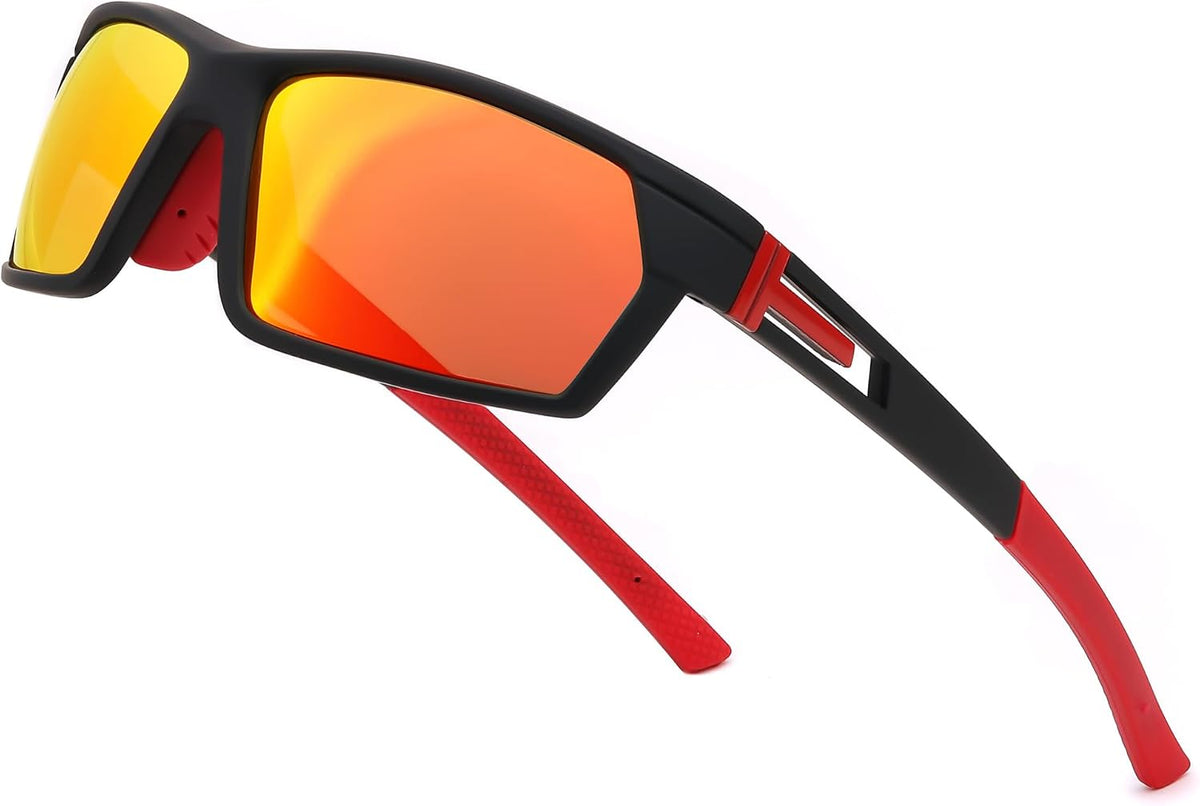 Black Frame & Red Mirror Lens / 60 Millimeters | B0CWV53TYY | FEISEDY Polarized Sports Sunglasses for Men Women Youth Baseball Cycling Running Glasses UV400 Protection B0135
