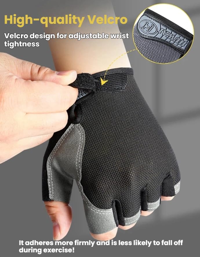 商品图片 6 | B0GZ3S37C9 | Half Finger Cycling Gloves for Men Women, Breathable Anti-Slip Gel Palm Workout Gloves for Gym, Biking, Weight Lifting