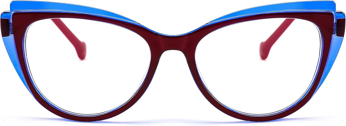 商品图片 3 | B0CGNLZQFZ | FEISEDY Women Cateye Blue Light Blocking Glasses Fake Nerd Clear Computer Eyewear TR Fashion Frame B0040