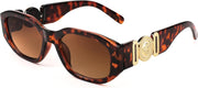 004 Leopard Frame/Tea Lens / 54 Millimeters | B0B5V5HHP4 | FEISEDY Retro Trendy Rectangle Sunglasses Women Men Narrow Shades B2322