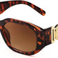 004 Leopard Frame/Tea Lens / 54 Millimeters | B0B5V5HHP4 | FEISEDY Retro Trendy Rectangle Sunglasses Women Men Narrow Shades B2322
