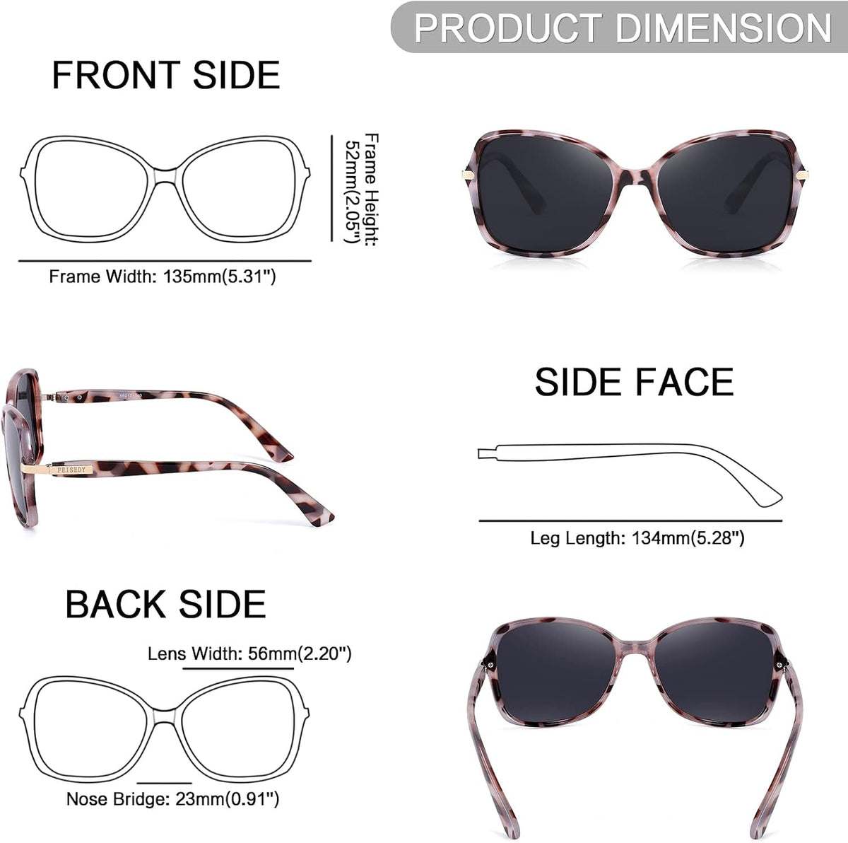 ÉÌƷͼƬ 59 | B09KC567VY | FEISEDY Womens Polarized Sunglasses UV400 Anti Glare Fashion Shades