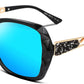 Ice Blue / 56 Millimeters | B07BPK11JT | FEISEDY Polarized Women Square Sunglasses Sparkling Composite Shiny Frame B2289