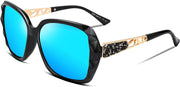 Ice Blue / 56 Millimeters | B07BPK11JT | FEISEDY Polarized Women Square Sunglasses Sparkling Composite Shiny Frame B2289