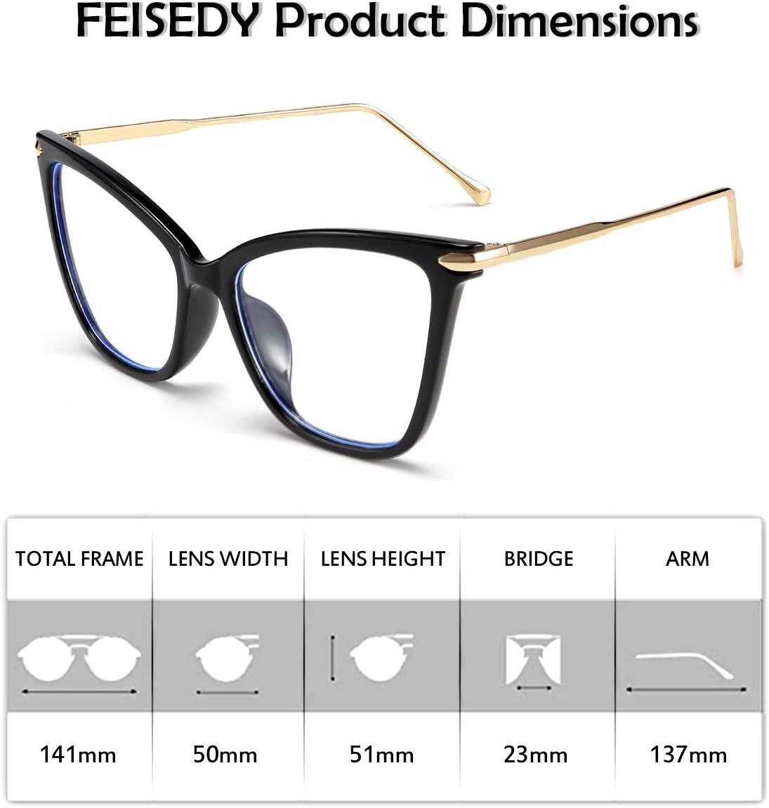 ÉÌƷͼƬ 8 | B0FLNLX94K | FEISEDY Fashion Cat Eye Blue Light Blocking Glasses B0240+B2589