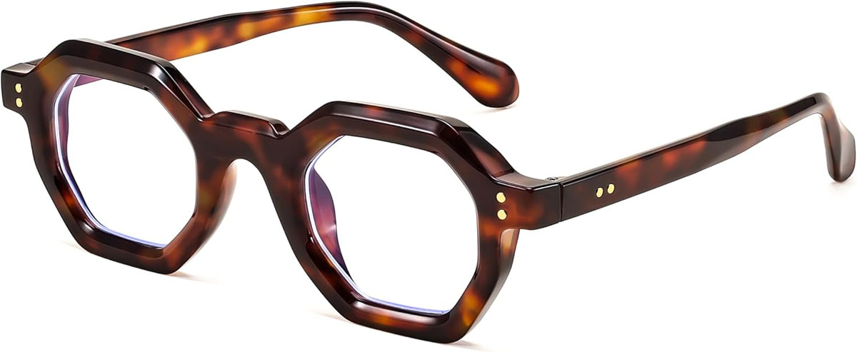 FEISEDY Retro Octagon Blue Light Glasses for Women Men Vintage Polygon Anti Glare Eyeglasses B0102