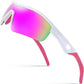 005 White Frame & Pink Mirror / 135 Millimeters | B0C7171WLR | FEISEDY Men Sunglasses, Polarized Cycling Sunglasses, UV400 Sports Baseball Running Fishing Hiking Shades B2372