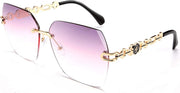 004 Grey-pink | B083VSDP44 | FEISEDY Classic Rimless Sunglasses Women Metal Frame Diamond Cutting Lens Sun Glasses B2567