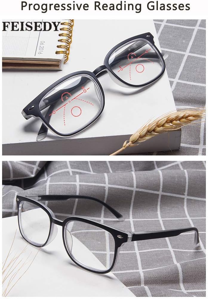 ÉÌƷͼƬ 10 | B07Q5Y42G2 | FEISEDY Progressive Multifocal Reading Glasses Blue Light Blocking Reader Glasses TR90 Frame Women Men B2497