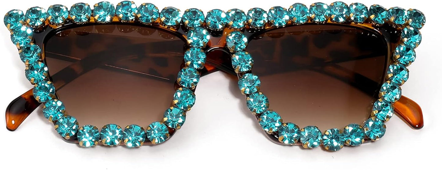 商品图片 42 | B09V7X56D4 | FEISEDY Women Crystal Square Cat Eye Sunglasses Sparkling Trendy Retro Cateye Sunglasses B2898