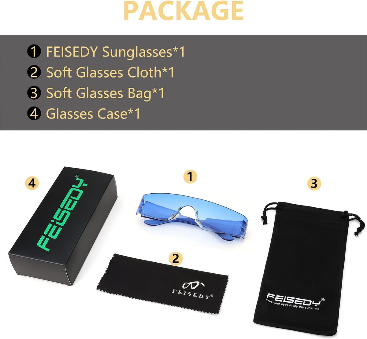 ÉÌƷͼƬ 37 | B0B1V45SXC | FEISEDY Y2K Futuristic Sunglasses Women Men Rimless One Piece Miorred B2927
