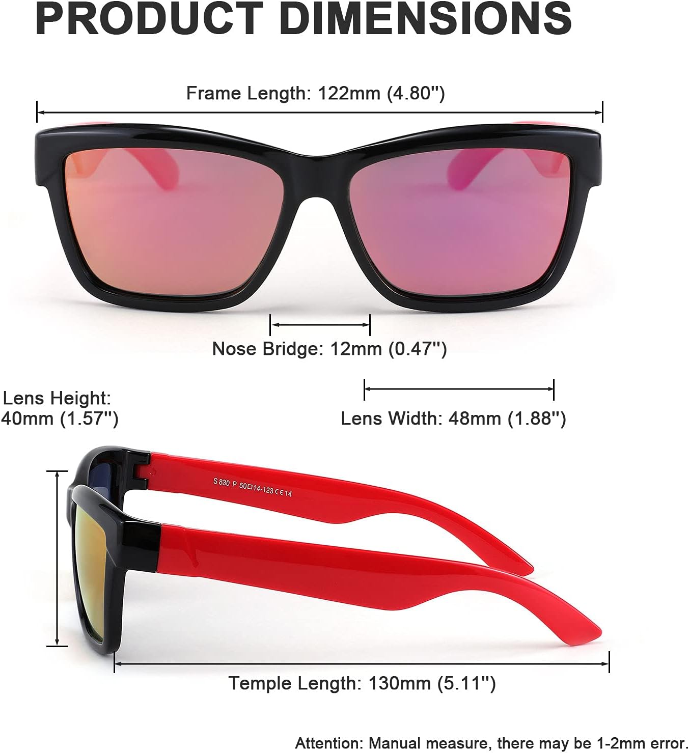 商品图片 6 | B09DPRG862 | FEISEDY Kids Sunglasses UV400 Protection Polarized Lenses Boys Girls Age 3-9 TPEE Rubber Square Flexible Shades B2806