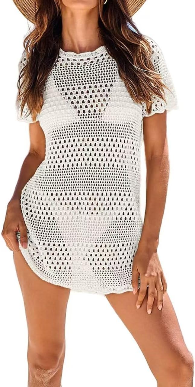 商品图片 6 | B0GCS4BNC1 | Women Swim Suits Crochet Cover Up - Mesh Knit Beach Dress Summer Bathing Suit Swimwear Resort Wear Beach Cover Up
