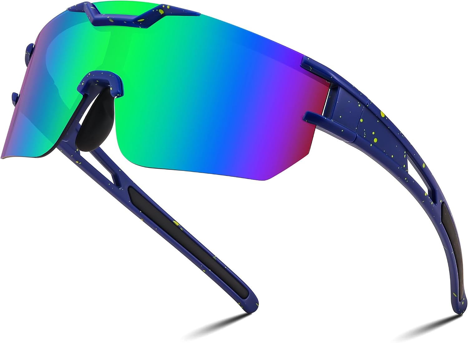 Blue Frame Green Mirrored Lens / Large | B0DBVGQ4ZD | FEISEDY Kids Sunglasses Youth Baseball Sun Glasses, UV400 Sports Cycling Softball Sunglasses for Adult Boys Girls B0227