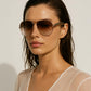 商品图片 3 | B0FKML2SSC | FEISEDY Oversized Aviator Sunglasses Women Men - Retro Gold Metal Chunky Frame, UV400 for Driving & Daily Wear B0311