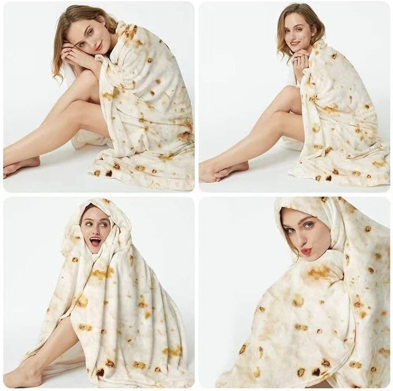 商品图片 2 | B0FMK1Z1BG | Burritos Tortilla Blanket, Tortilla Wrap Novelty Funny Soft Round Blanket (Beige, 47 inches)