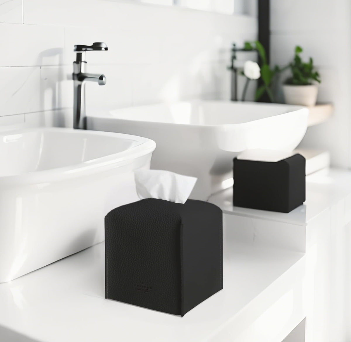 商品图片 3 | B0DQ83NC2H | Square Tissue Box Cover Holder, PU Decorative Tissue Organizer for Tabletop, Bathroom, Car, Office