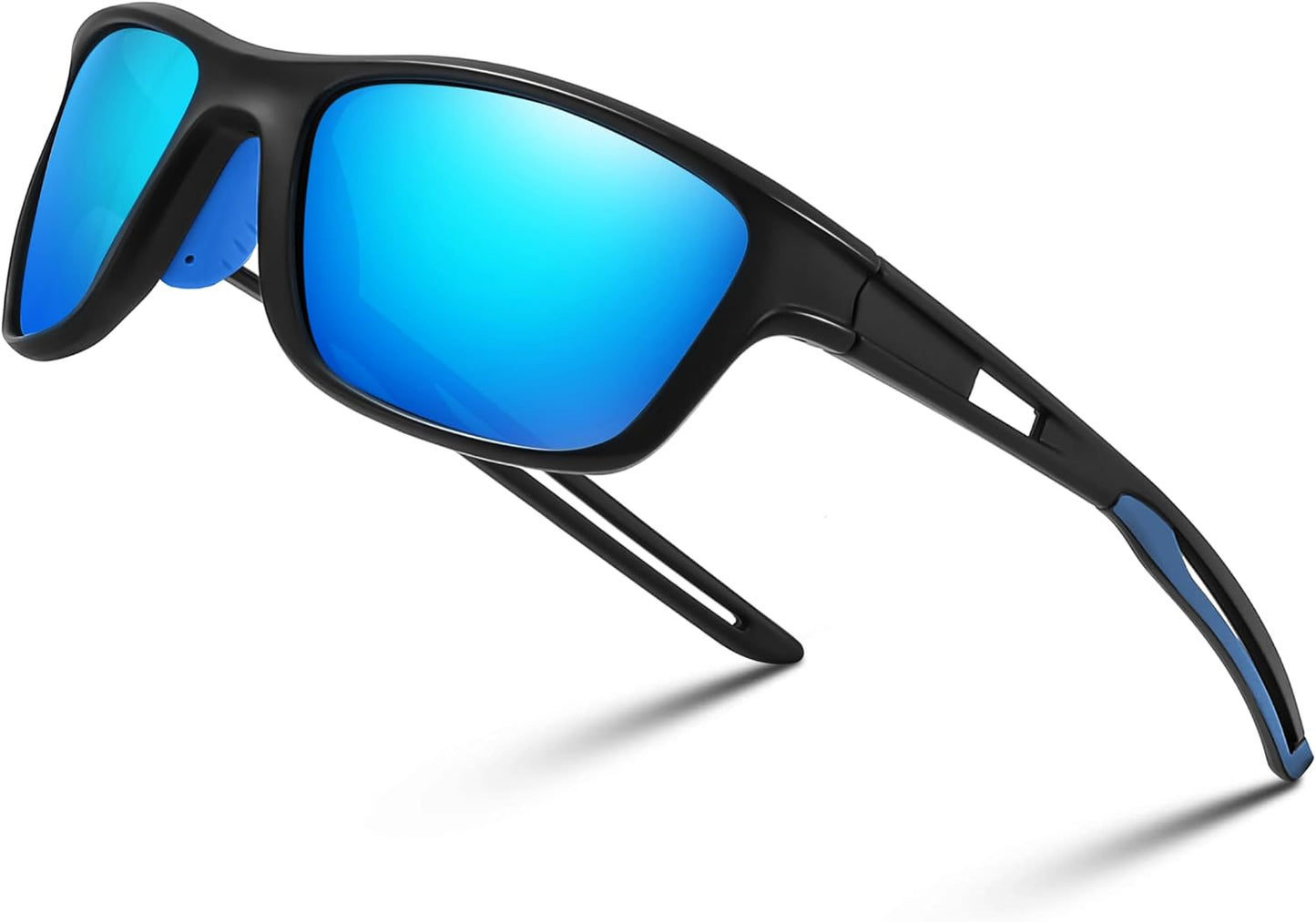 Black Frame & Blue Mirror Lens / 55 Millimeters | B0CTXXYDQN | FEISEDY Sports Polarized Sunglasses For Men Women Cycling Driving Fishing Running UV400 Protection B0125