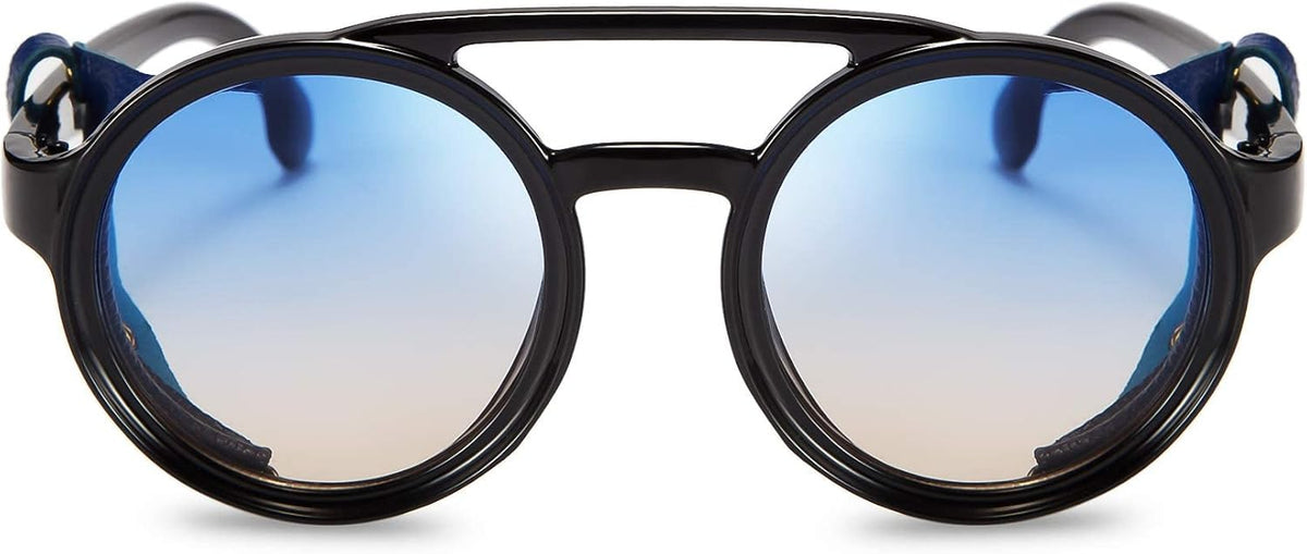 ÉÌƷͼƬ 12 | B09WN3J4YZ | FEISEDY Retro Round Steampunk Sunglasses Women Men Leatherwear B2532