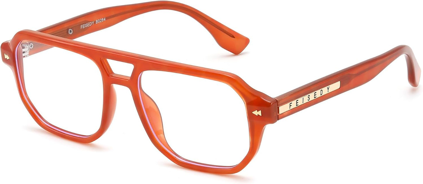 商品图片 33 | B0FHKFDMDZ | FEISEDY Aviator Blue Light Glasses for Men Women, Retro 70s Style Design TR90 Anti Glare Digital Eyestrain & Daily Wear B0284