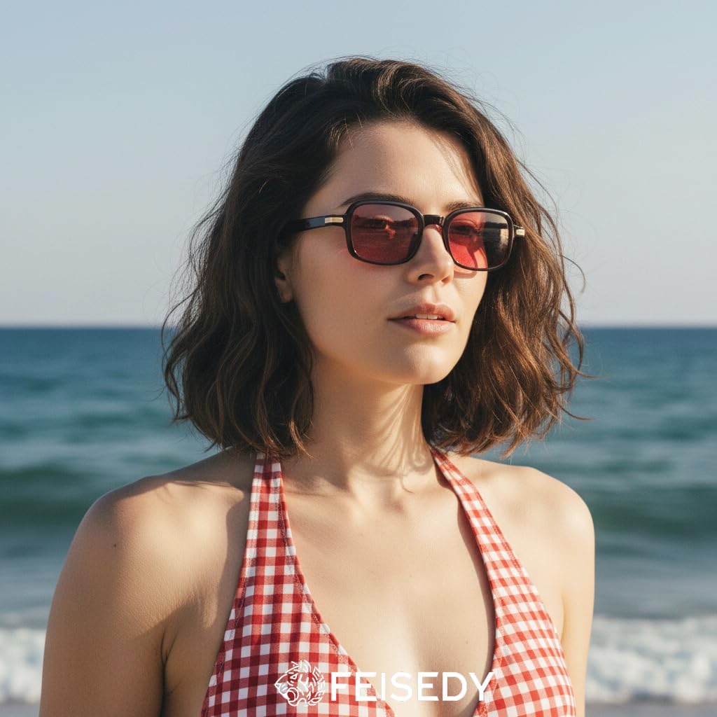 ÉÌƷͼƬ 10 | B0H1B921MS | FEISEDY Trendy Rectangle Sunglasses Womens Mens Narrow Square Shades B0449