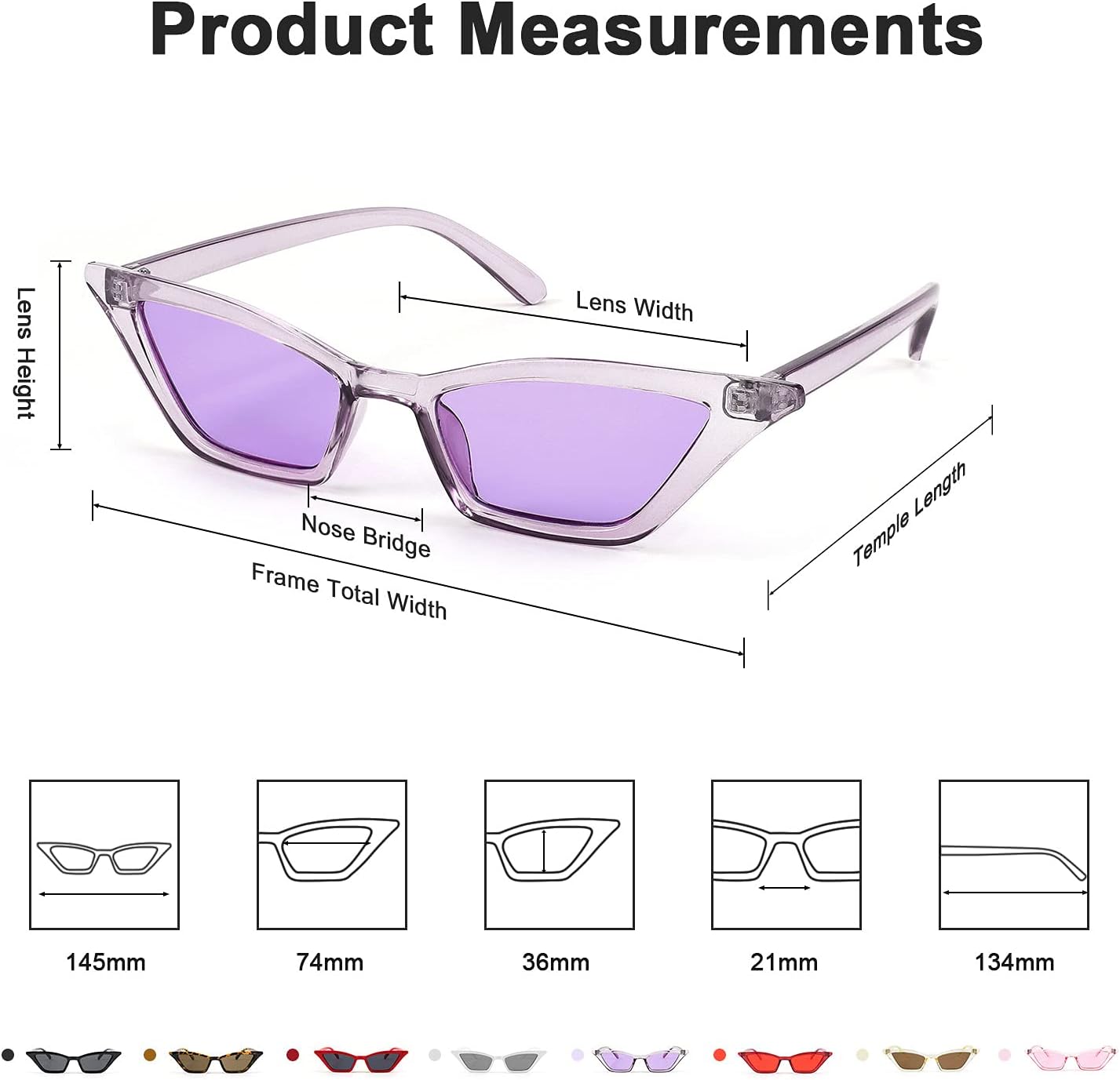 商品图片 75 | B079KYQYT3 | FEISEDY Small Cat Eye Sunglasses Vintage Square Shade Women Eyewear B2291