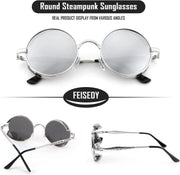 ÉÌƷͼƬ 19 | B0CHLX78KB | FEISEDY Retro Steampunk Sunglasses for Men Women, Round Metal Frame Gothic Vintage Style B2820