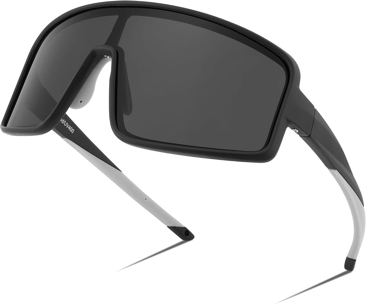 Black Frame & Grey Lens / 71 Millimeters | B0C784G7SL | FEISEDY Sports Sunglasses, Polarized Oversized Shield for Women Men Youth, Baseball Cycling Running Outdoor Visor B2988