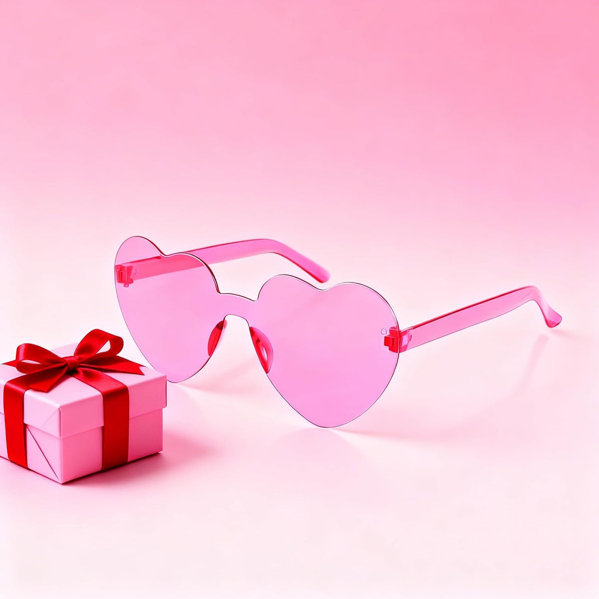商品图片 6 | B0FN7D3VNJ | Rimless Heart Shaped Sunglasses Cute Glasses Disco One Piece Transparent Trendy Love Glasses B2826