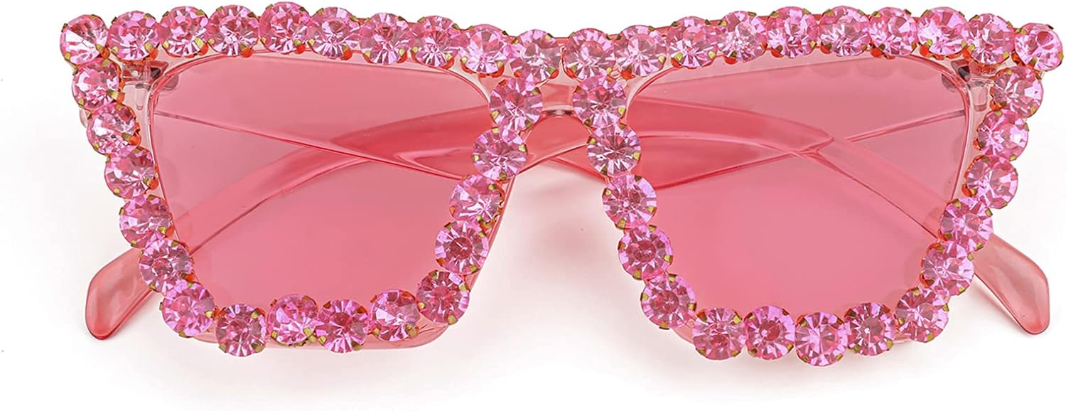 商品图片 34 | B09V7X56D4 | FEISEDY Women Crystal Square Cat Eye Sunglasses Sparkling Trendy Retro Cateye Sunglasses B2898