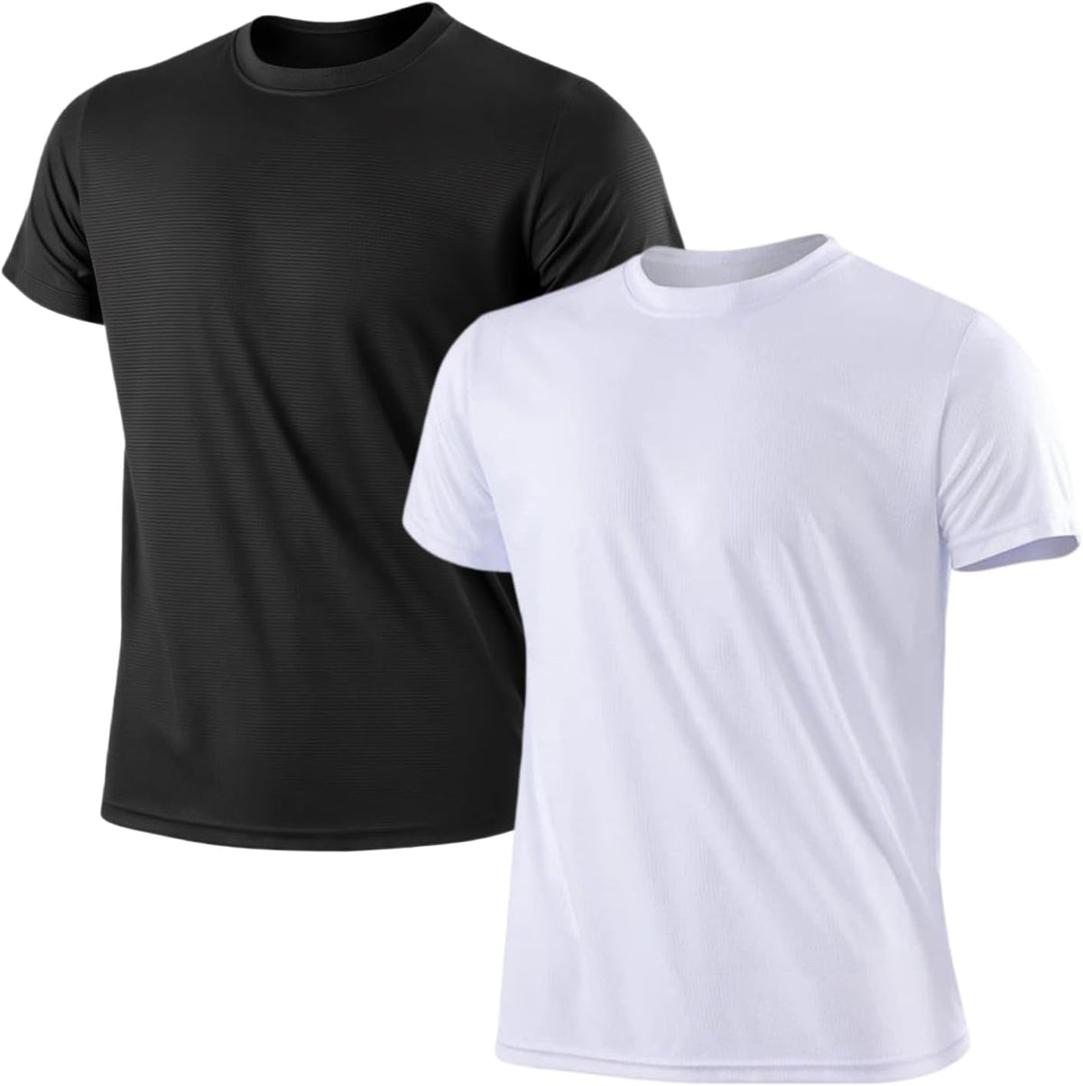 Large / 2pcs|black+white | B0GPQ14MNJ | 2-Pack Men's Mesh Short Sleeve T-Shirts, Breathable Quick-Dry Athletic Workout Tops for Summer, Stretchy Casual Fitness Tees