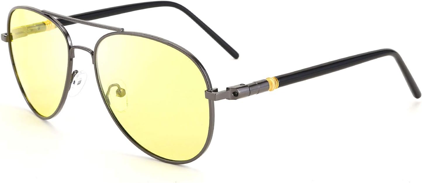 02 Grey Frame / 58 Millimeters | B08GCRH9HB | FEISEDY Aviator Polarized Night Driving Sunglasses Anti Glare Yellow Lens B2668
