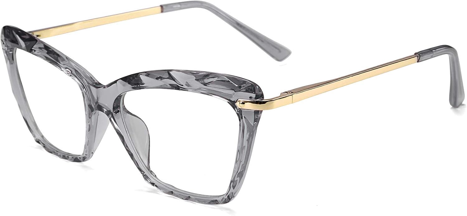 Grey / 55 Millimeters | B07N7SNCBW | FEISEDY Cat Eye Glasses Frame Clear Lenses Lightweight Eyewear for Women B2440