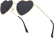 002 Gold Frame/Gray Lens / 54 Millimeters | B0BP68DQDS | FEISEDY Polarized Heart Sunglasses Women Men Metal Frame Cute Lovely Glasses UV400 Protection B2375