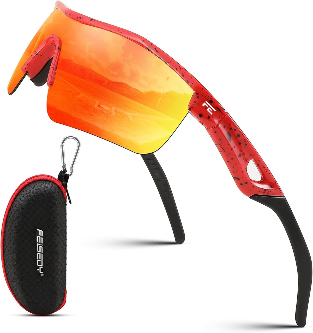 Spot Red / 125 Millimeters | B0CGMW61S5 | FEISEDY Kids Polarized Sports Sunglasses, TR90 UV400 Baseball Cycling